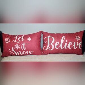 Christmas Pillows Set of 2 Removable Covers Red White